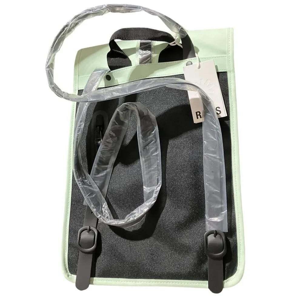 RAINS Backpack Rolltop Rucksack Mini Mineral Hike Waterproof Mint Green Gorpcore